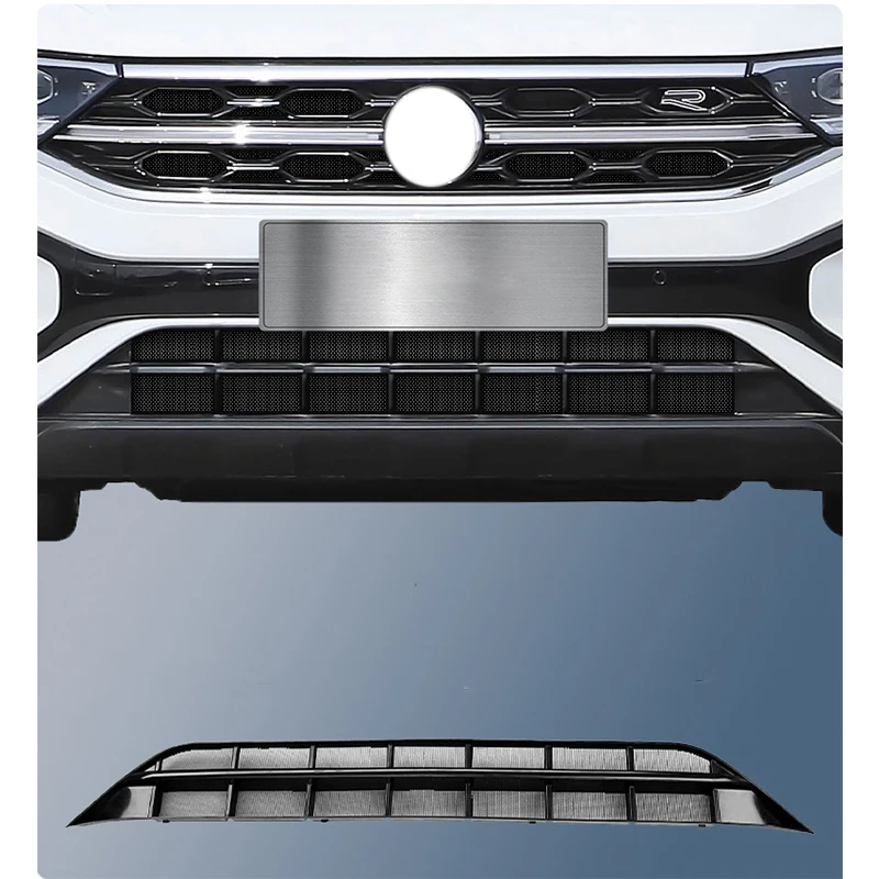 Car insect screen FIT For Volkswagen T‑Roc 2022-2025 R-Line Front Lower Grille shield Grill protection molding Cover Strip Trim