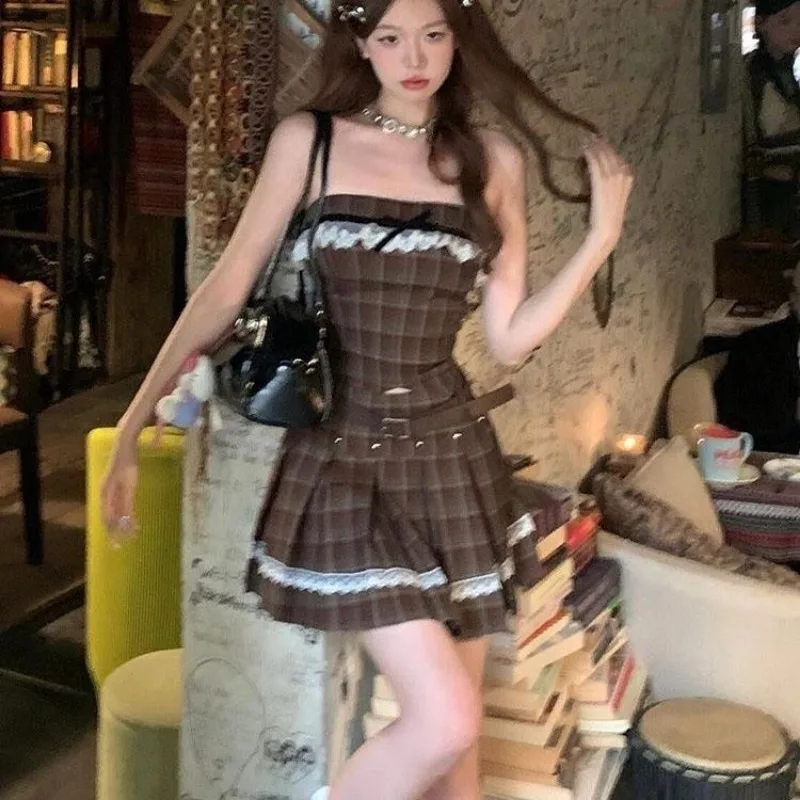 Mini Sexy Short Woman Outfit Mature Slim Fit Pleated Skirt 2 Pieces Sets for Women Night Club The New Function of Matching Full