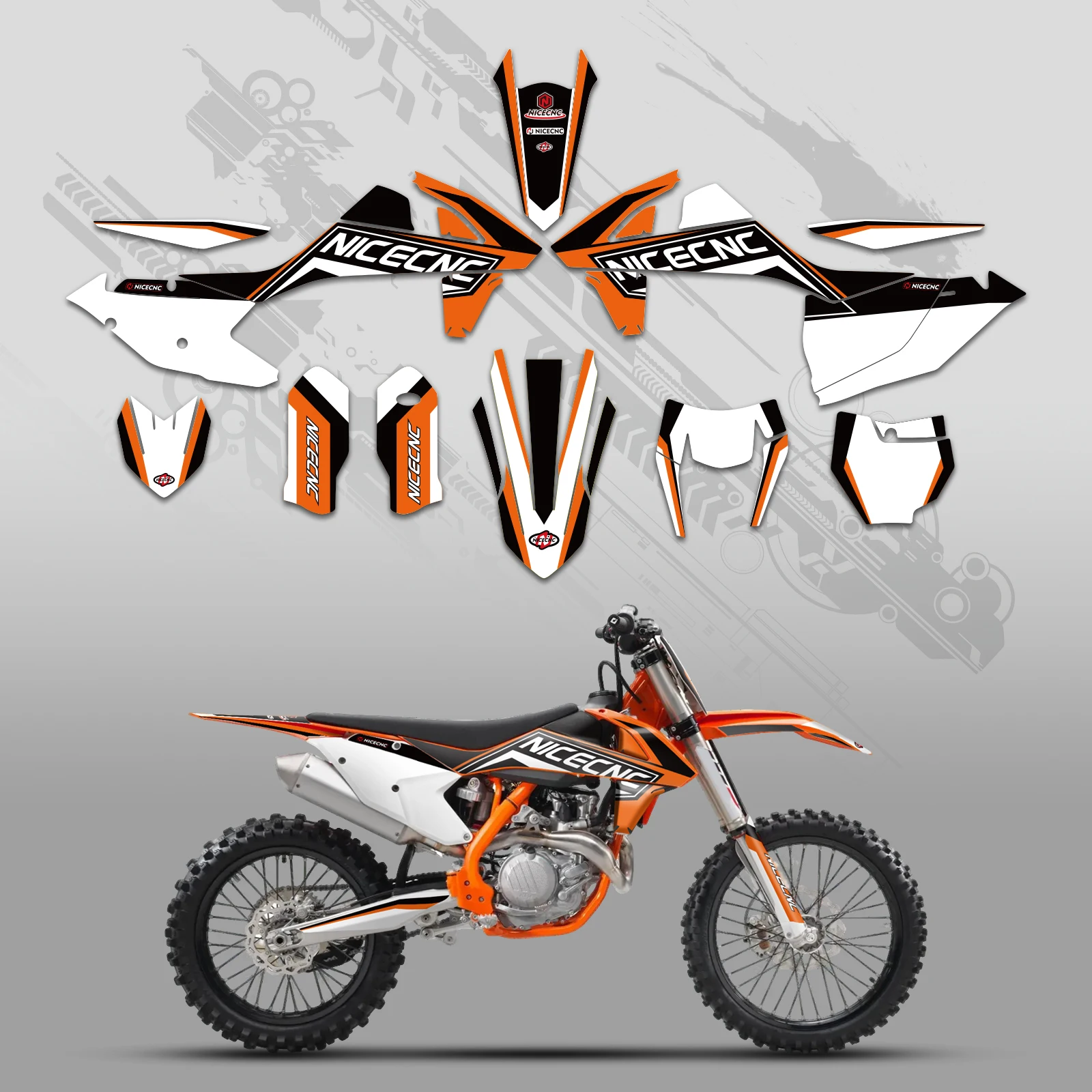 

NICECNC для KTM SX 125 SX 250 SXF 250 SXF 450 2016 2017 2018, обтекатель мотоцикла, графический фон, наклейки, наклейка на заказ