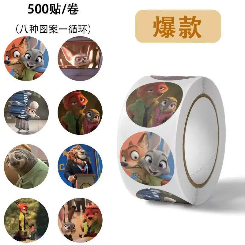 

500pcs/roll Kawaii Cartoon Disney Judy Hopps Stickers Anime Nick Sticker Toy DIY Notebook Phone Laptop Cute Decoration Decals