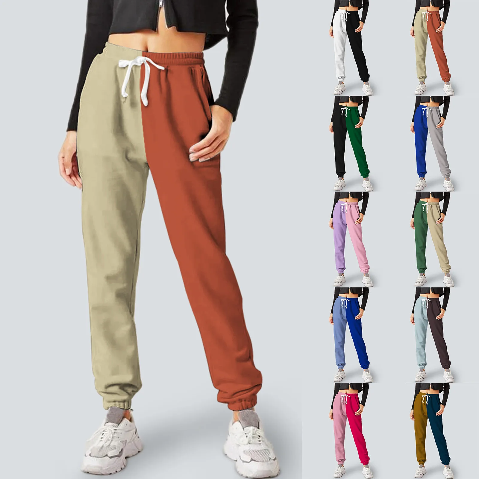 Winter Women Casual Sport Pants Gym Sweatpants Fashion Patchwork Leggings Female Elasticity Loose Trousers Jogging Trousers Gift