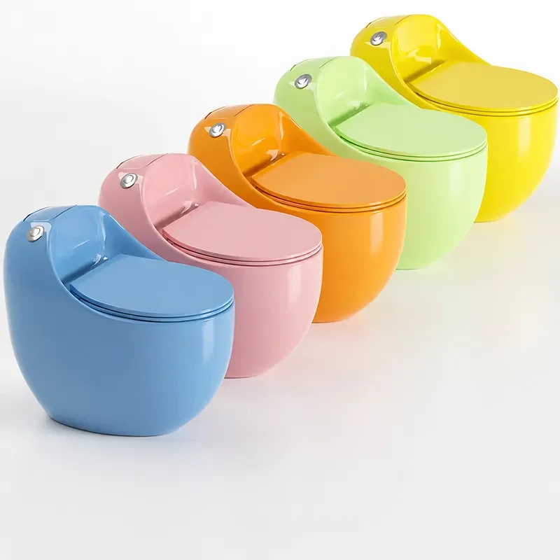 Wholesale Ceramic Colored Goose Egg Shaped Siphon Toilet for Kindergarten Household Adult Bathroom Decorative Wine Bottle