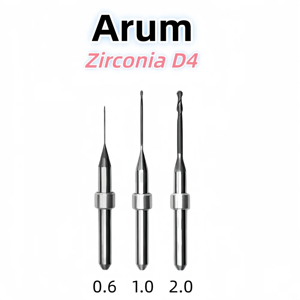 Arum Dental Milling Burs Diamond Coated for Zirconia Lithium Disilicate/Emax Glass-ceramic Metal PMMA DC D6/D4 Grinding Drills 