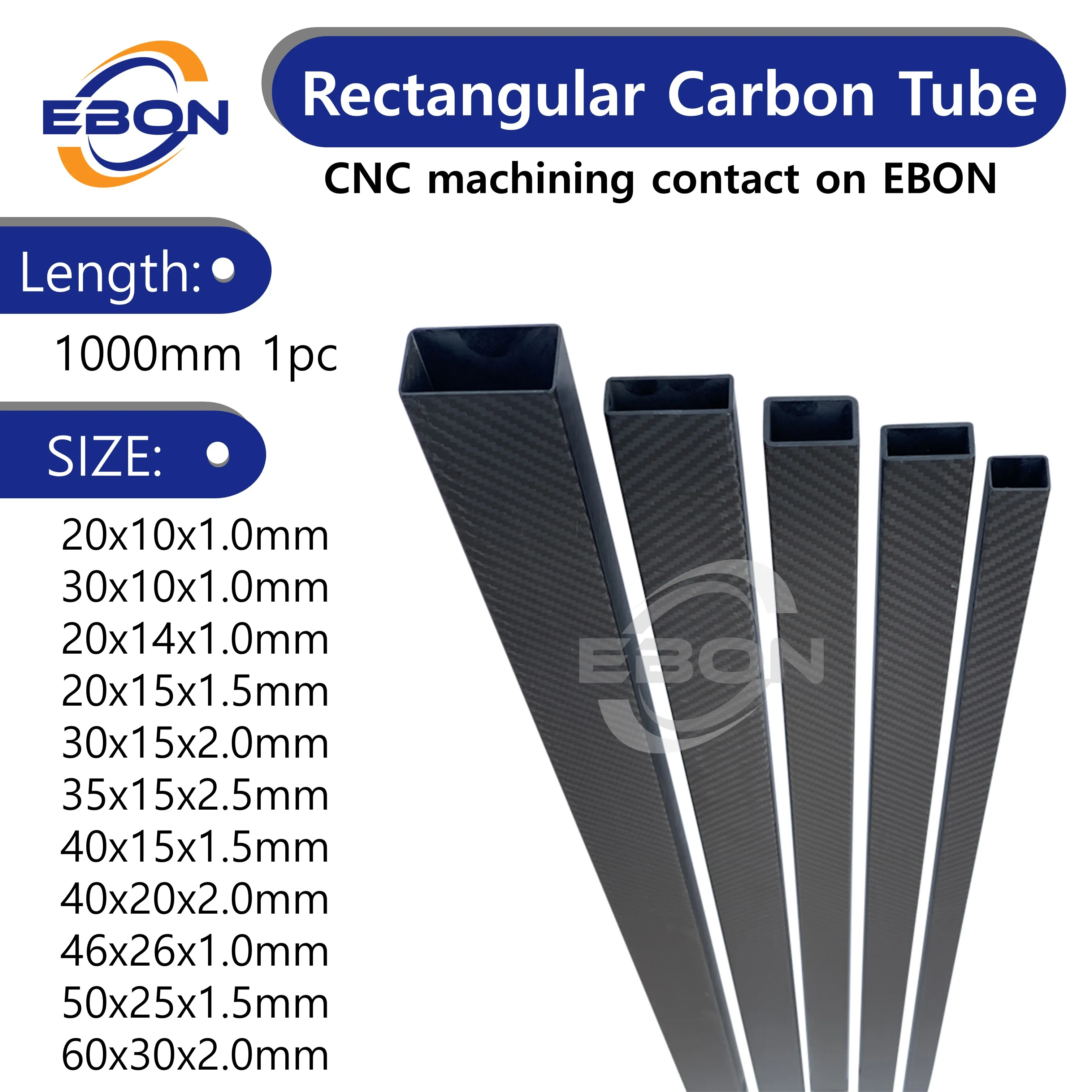 

1Pcs Rectangle 3K Full Carbon Fiber Square Tube Twill Matte High Strength Pipe Length 1000mm OD 10mm 15mm 20mm 30mm 40mm 60mm