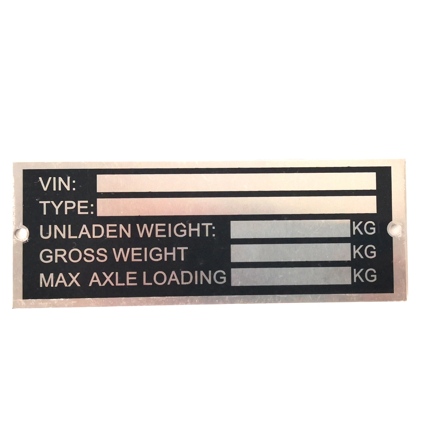 10-PACK VEHICLE TRUCK BOAT Trailer Blank VIN & Weight AXLE Chassis Plate 120mm x 45mm Identification Number