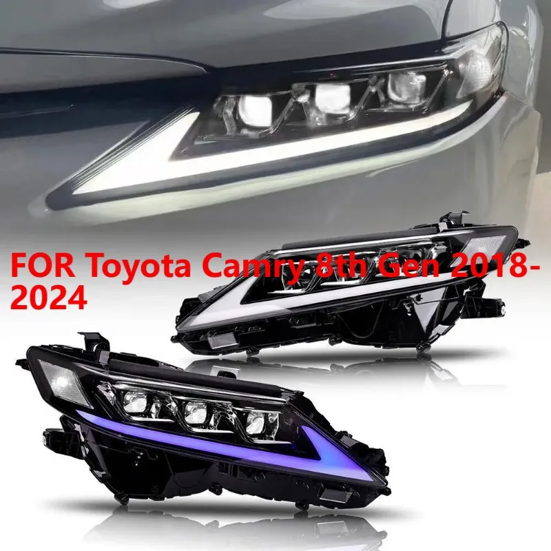 

1 пара светодиодных фар в сборе для Toyota Camry 8-го поколения 2018-2024 комплект фар DRL