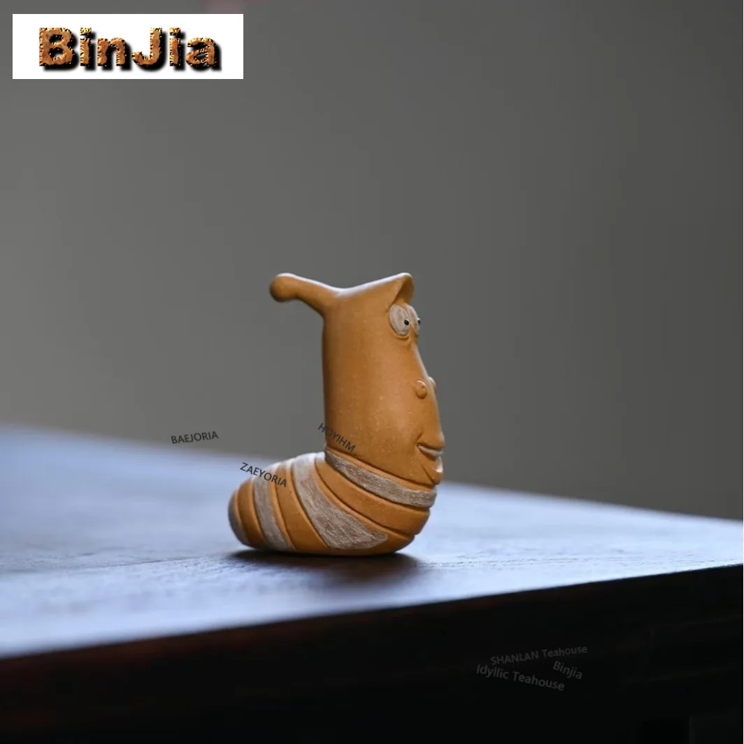Yixing Zisha Hilarious Insect Tea Pet Handmade Tea Spirit Tea Figurine Play Toys Tea Statue Ornaments Can Be Raised Accessories