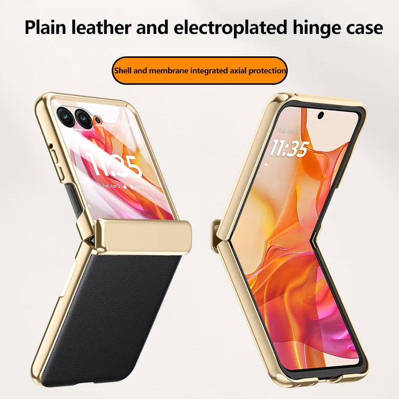 Luxury Electroplate Hinge Hard PC Fall Protection Case Cover For Motorola Razr 50 50Ultra With Screen Protector Film