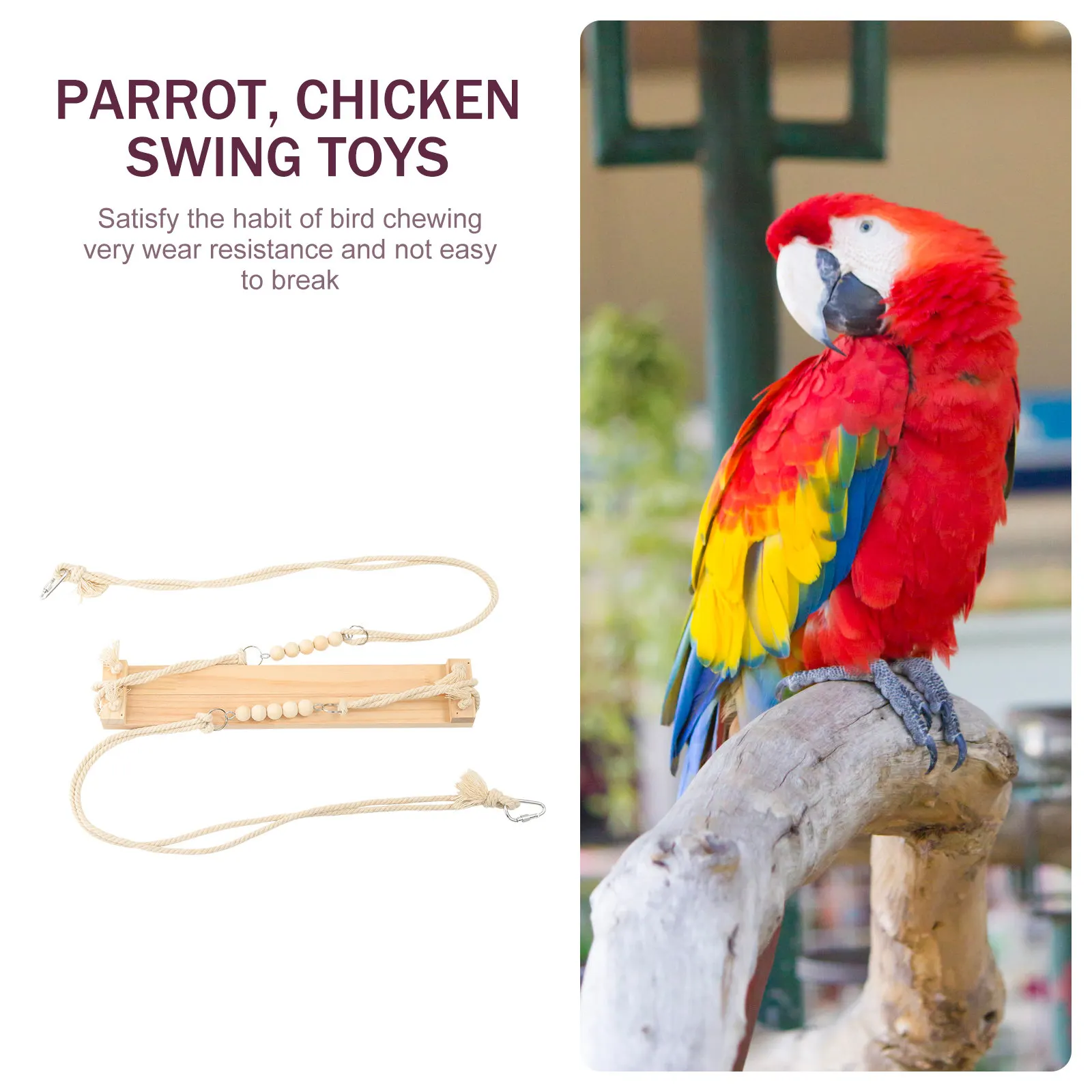 

Устойчивая подставка-качели для птиц из высококачественной сосновой древесины, безопасная, устойчивая к укусам, для использования в клетках для попугаев и кур, аксессуар для домашних птиц