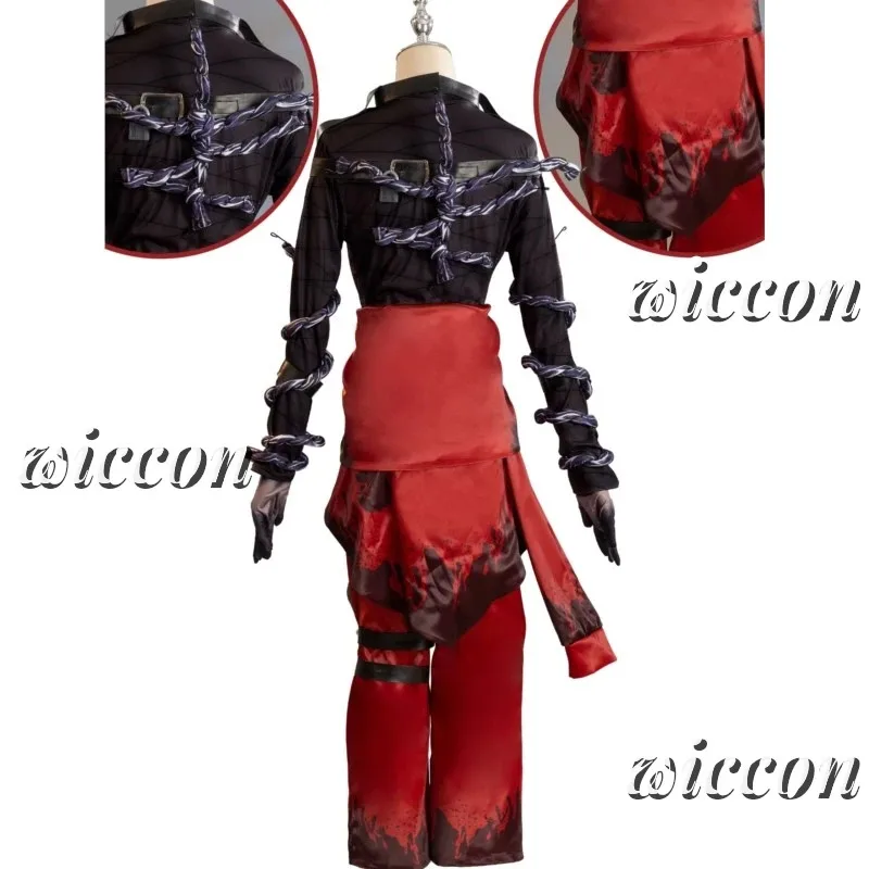 25COSIdentity V Emil Patient Rare Case Cosplay Costume Wig Mask Glasses Top Leather Belts Pants Lock White Red Hair Game Accesso