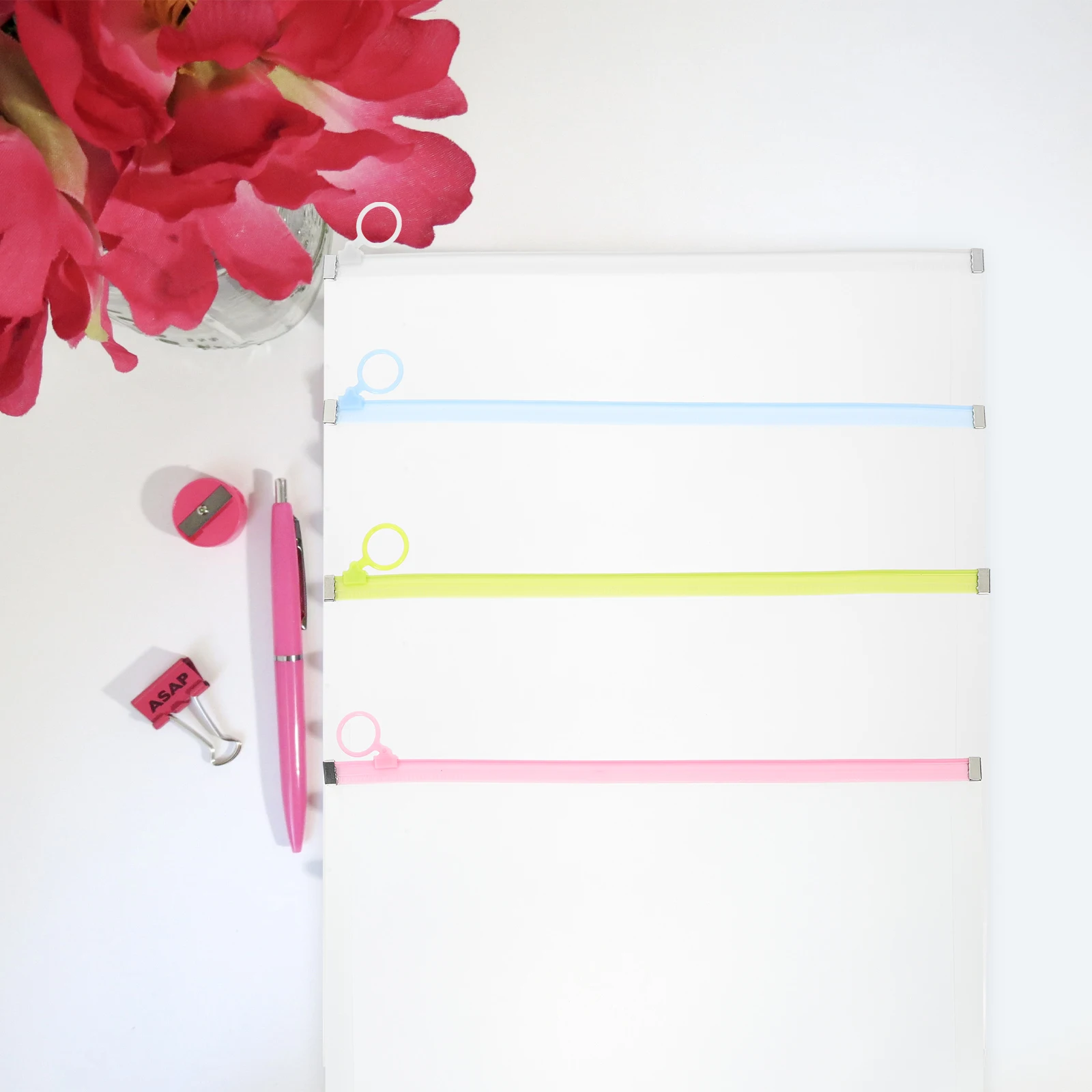 

4pcs A4 File Bags Transparent Document Pockets Thick Pp Material File Organizer For Office Home Use Plastic Document