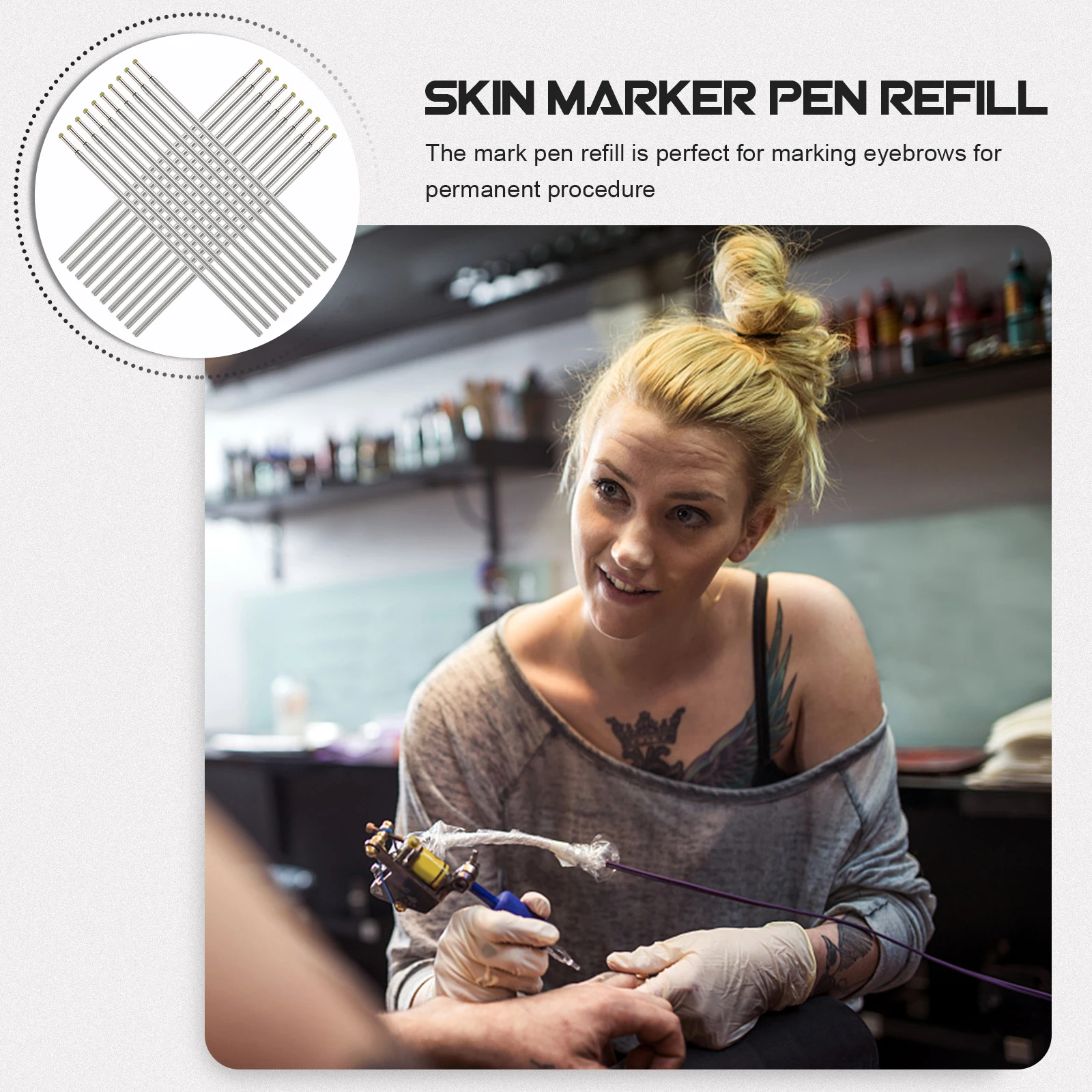 

20 Pcs Tattoo Refill Pens Replacement Marker Tips Skin Stencil Outline Eyebrow Markers Metal Fine Lines Safe Hygienic
