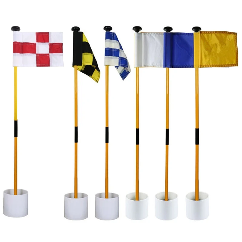 Portable Detachable Golf Flagsticks Putting Green Flags Hole Cup Set Golf Pin Flags for Driving Range Outdoor Backyard Sports