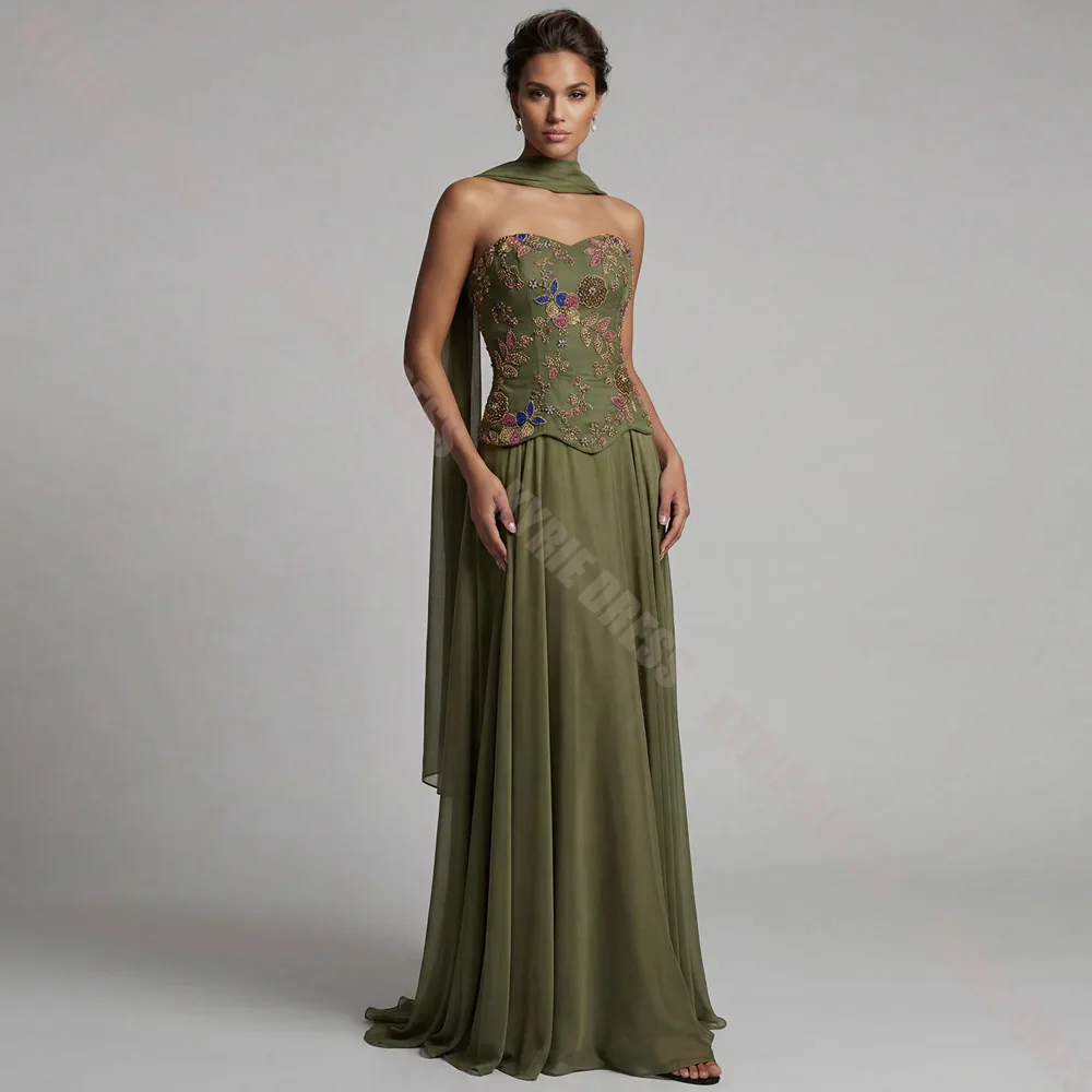 Customized Mother of The Bride Dresses Exquisite Beading Sleeveless with Shawl A Line Chiffon Wedding Guest Party Evening Dress