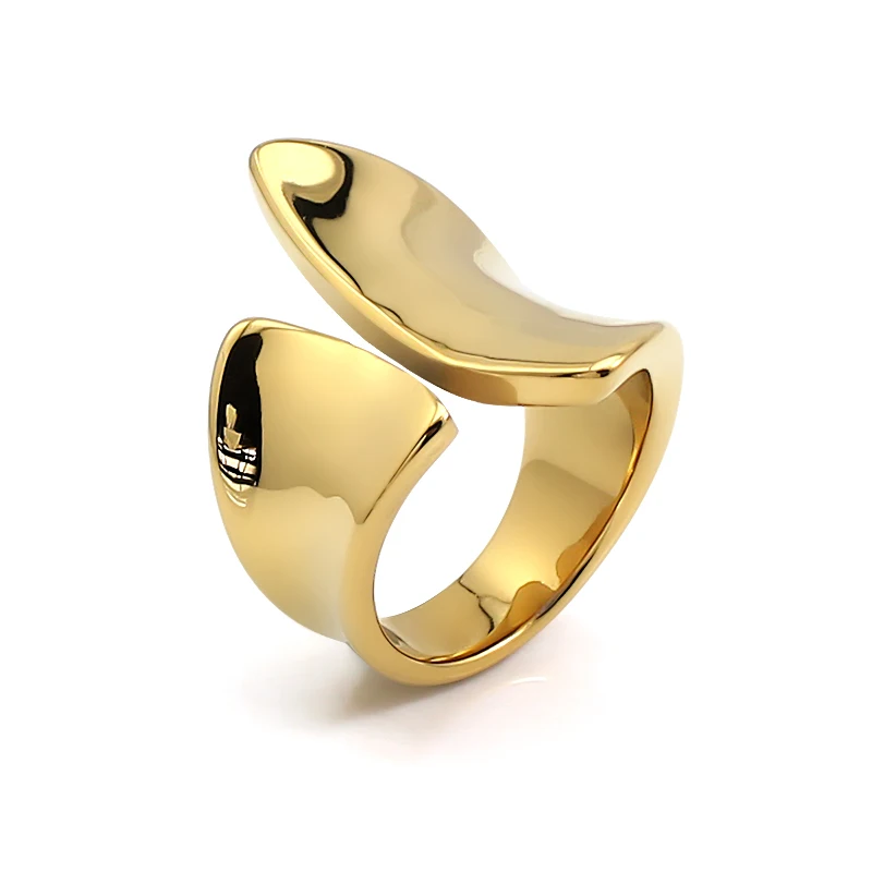 Fashion 18K Gold plated Simple Open Rings for Women 316L Stainless Steel irregular Rings jewelry Gift Female bague anillos