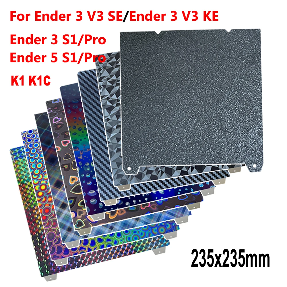 

For Ender 3 V3/ V3 SE/ V3 KE PEI Sheet Build Plate 235x235mm Magnetic K1C Spring Steel Sheet for Creality K1 Ender 3/5 S1 Pro