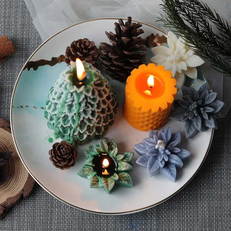 Christmas Flower Silicone Mold  Aromatherapy Candle  Resin s Cake Decorating Handmade Soap   Making