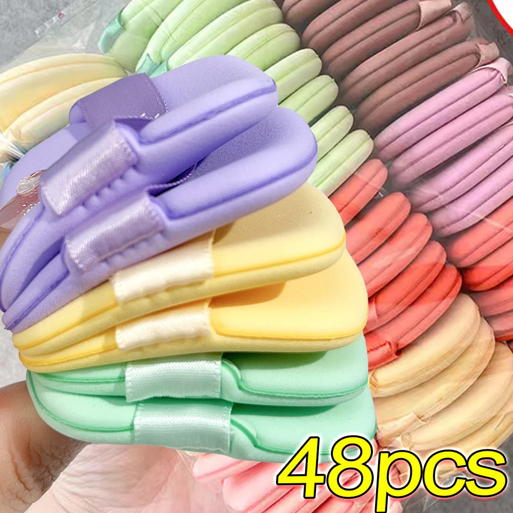 48pcs Makeup Puff Dry Wet Usable Cosmetic Puff Sponge Soft Cute Biscuit Butter Cushion Puff for Foundation Powder Makeup Tools