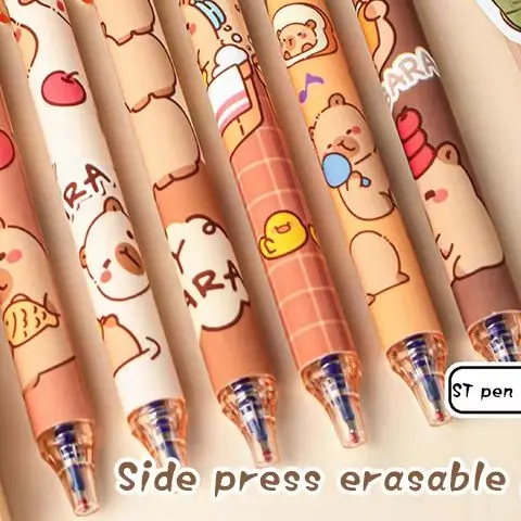 6pcs Kawaii Capybara Gel Pens Set Fast-Drying Erasable Ink Office And School Stationery for Business And Student Use