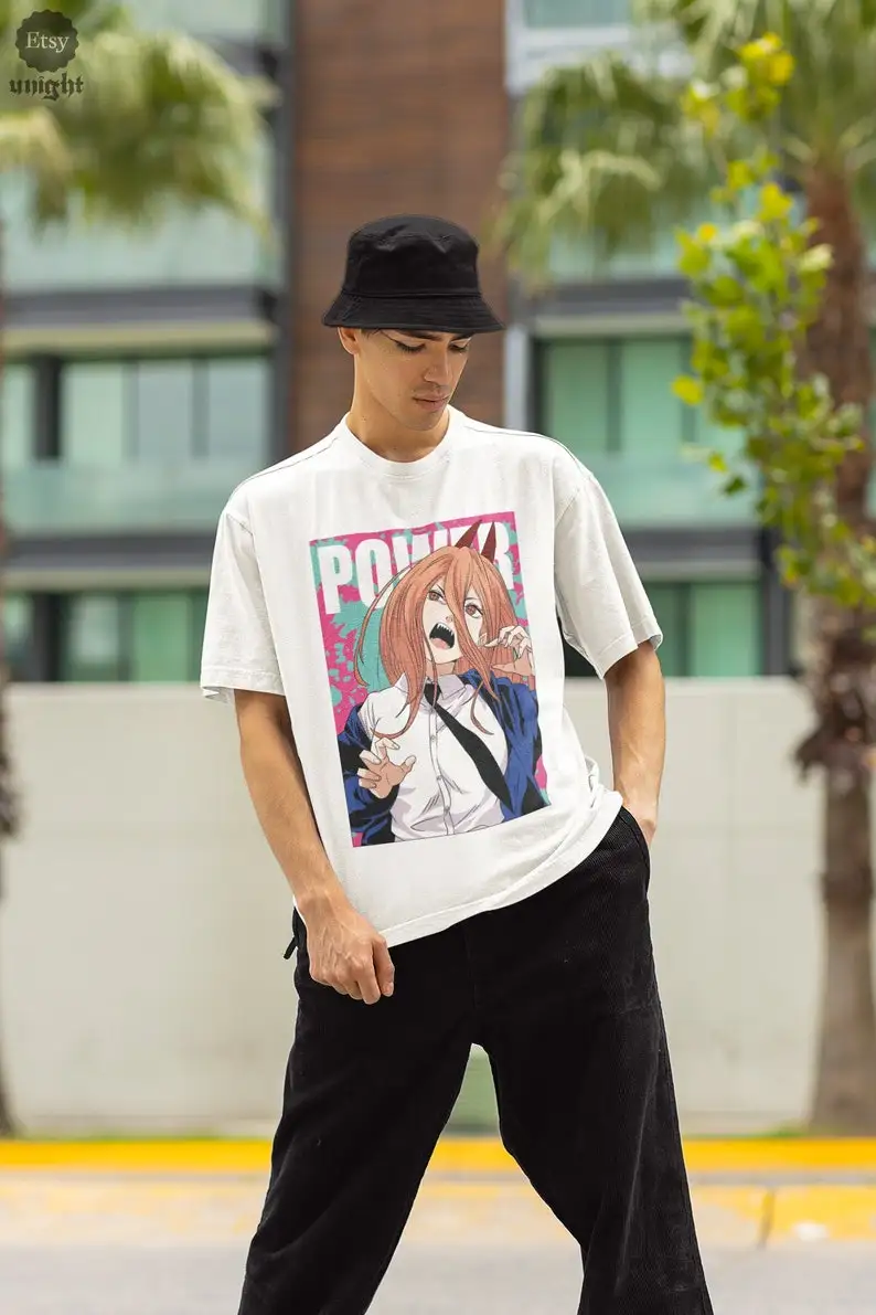 Unisex Power Spirit T-Shirt - Edgy Anime Tee, Manga Top, Urban Rebellion Apparel, Graphic Character Style, Cosplay Casualwear