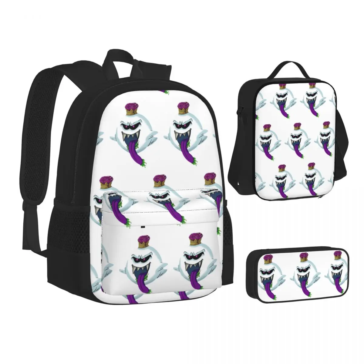 

King Boo Backpacks Boys Girls Bookbag School Bags Children Rucksack Lunch Bag Pen Bag Three-Piece Set
