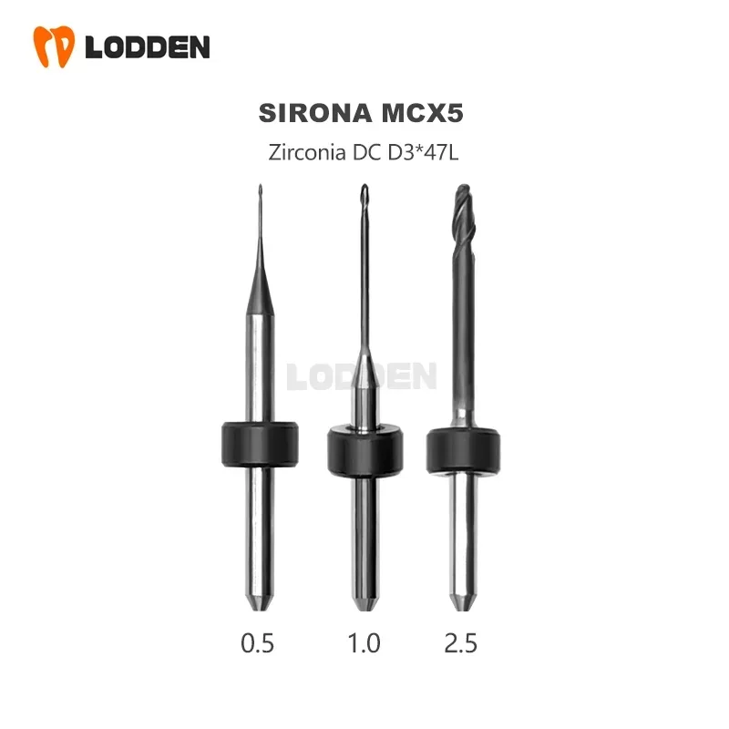 Sirona MCX5-Fraises de Fraisage Dentaire, pour le Meulage, Tige en Conia contre-indiquée, 3mm L47mm DC, Revêtement Diamant, Diamètre de Foret 2.5/1.0/0.5mm, Outil de Meulage