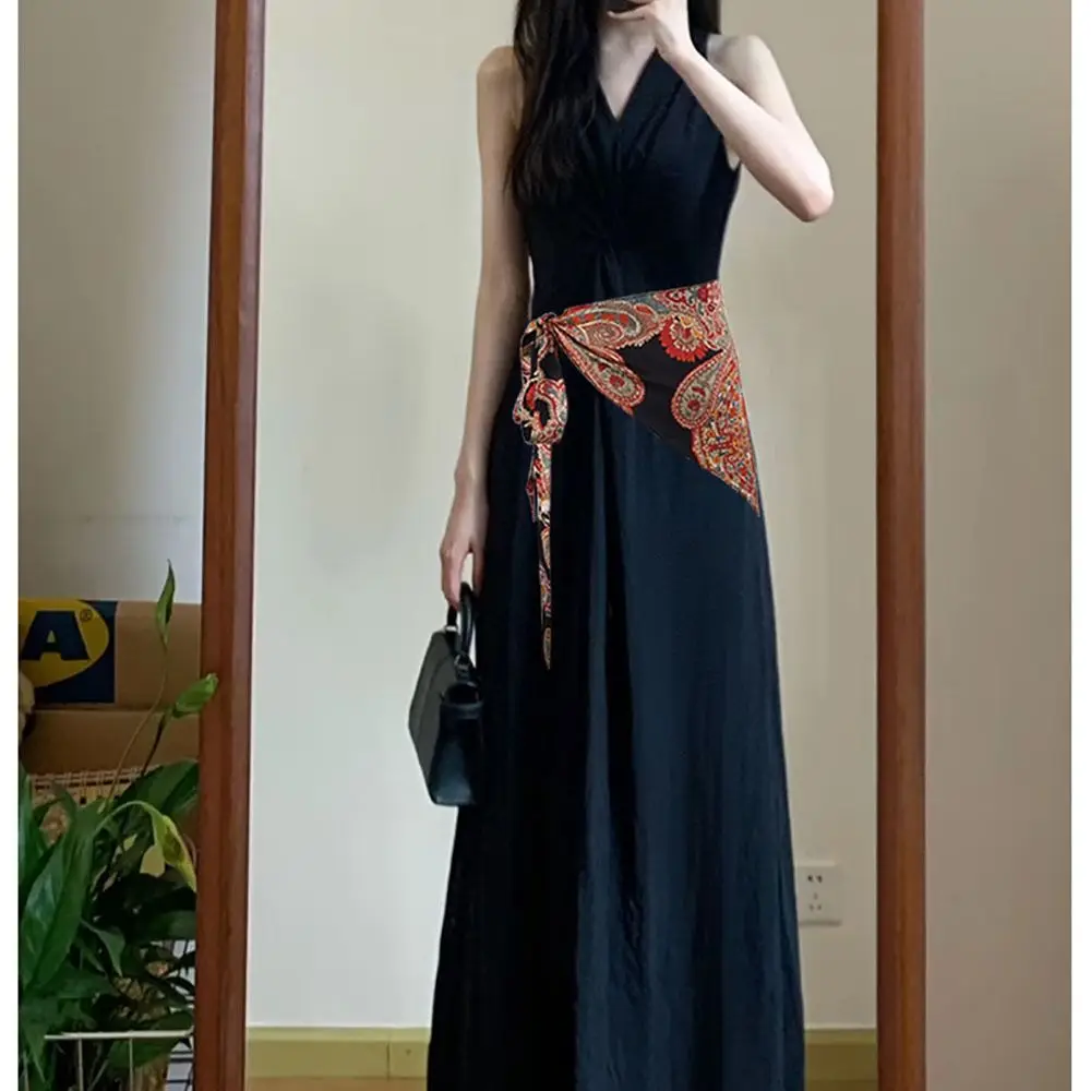 Sabuk Syal Segitiga Gaya Etnik Bohemian Ikat Pinggang Kain Cummerbund Indah Bunga untuk Mantel Jeans Gaun Rok Pakaian