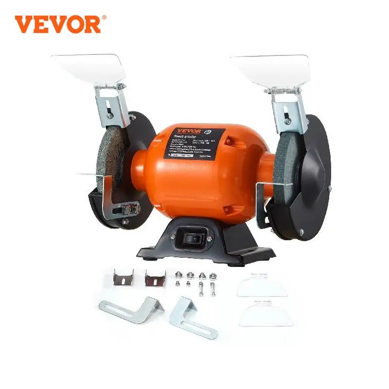 VEVOR 6 Inch Bench Grinder with 2.1A Brushless Motor Single Speed Table Grinder Knife Sharpener for Household Polishing Sharping