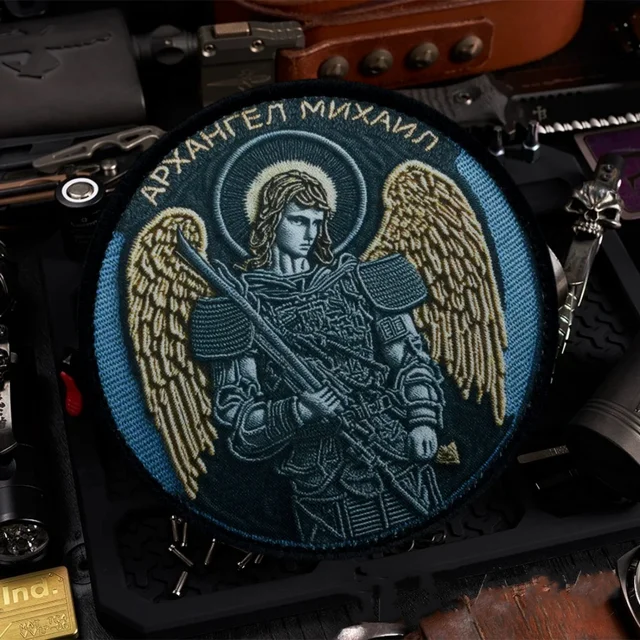 Naszywka taktyczna „Archanioł Michał” Odznaka wojskowa z nadrukiem Naszywki z haczykiem i pętelką Naklejki na ubrania Plecak