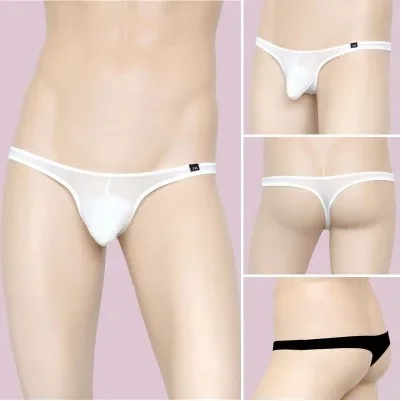 Gays Ultra-low Waist Thongs Underwear Sissy Cross Dressing Sexy Elastic Tight Fitting T Pants Ultra-thin Breathable Mesh Panties