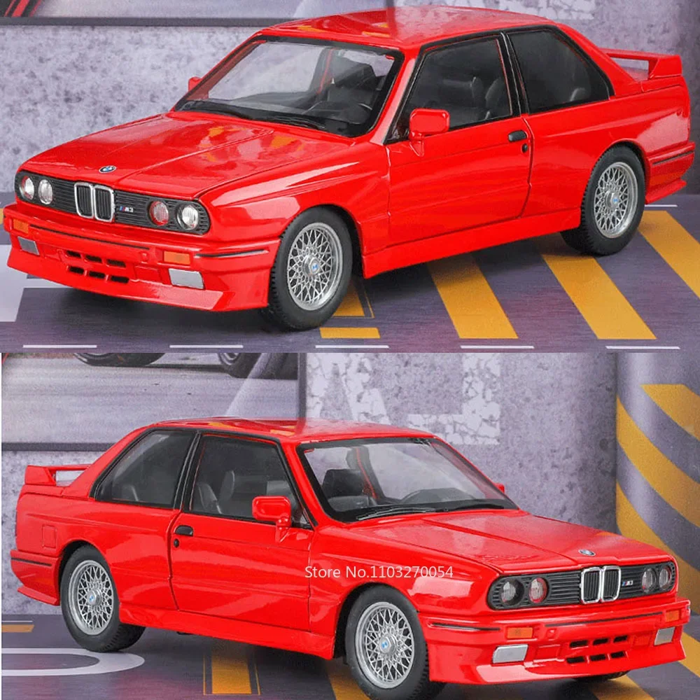 1:24 BMW M3 Miniaturmodell, Legierungsauto, Spielzeug, Druckguss, Metallfahrzeuge, Ton, Licht, zurückziehen, 4 Türen, geöffnet, Spielzeugsammlung, Geschenke für Jungen