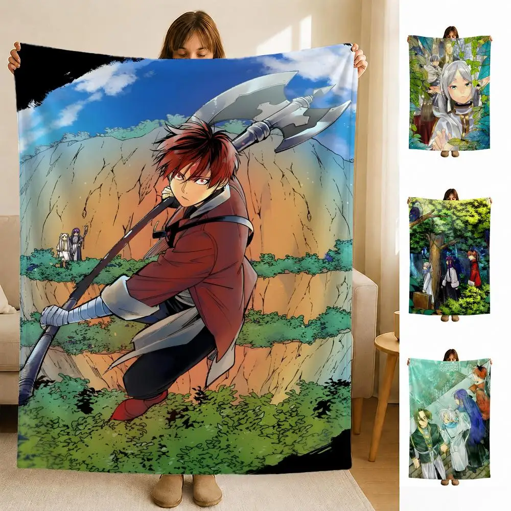 anime F-Frieren Journey Throw Soft Flannel Blanket for Bed Bedroom Sofa Picnic Throw Skin-friendly Breathable Gift Cover