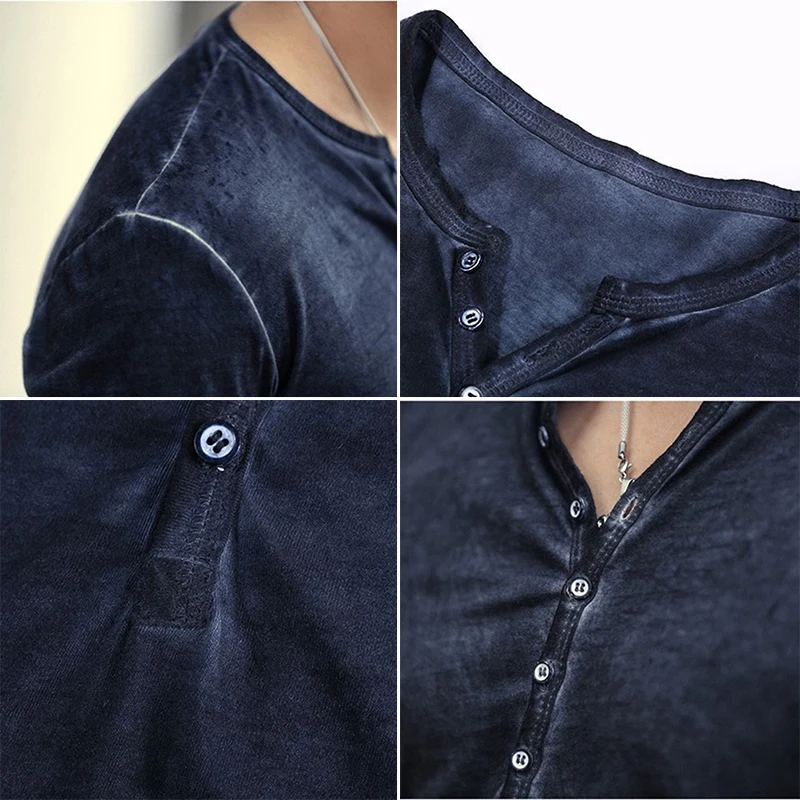 Hombres Tops Camisas Jersey Moda formal Oficina Sólido Camiseta básica Camisa retro Vintage Cuello en V Slim Fit Botón hacia abajo