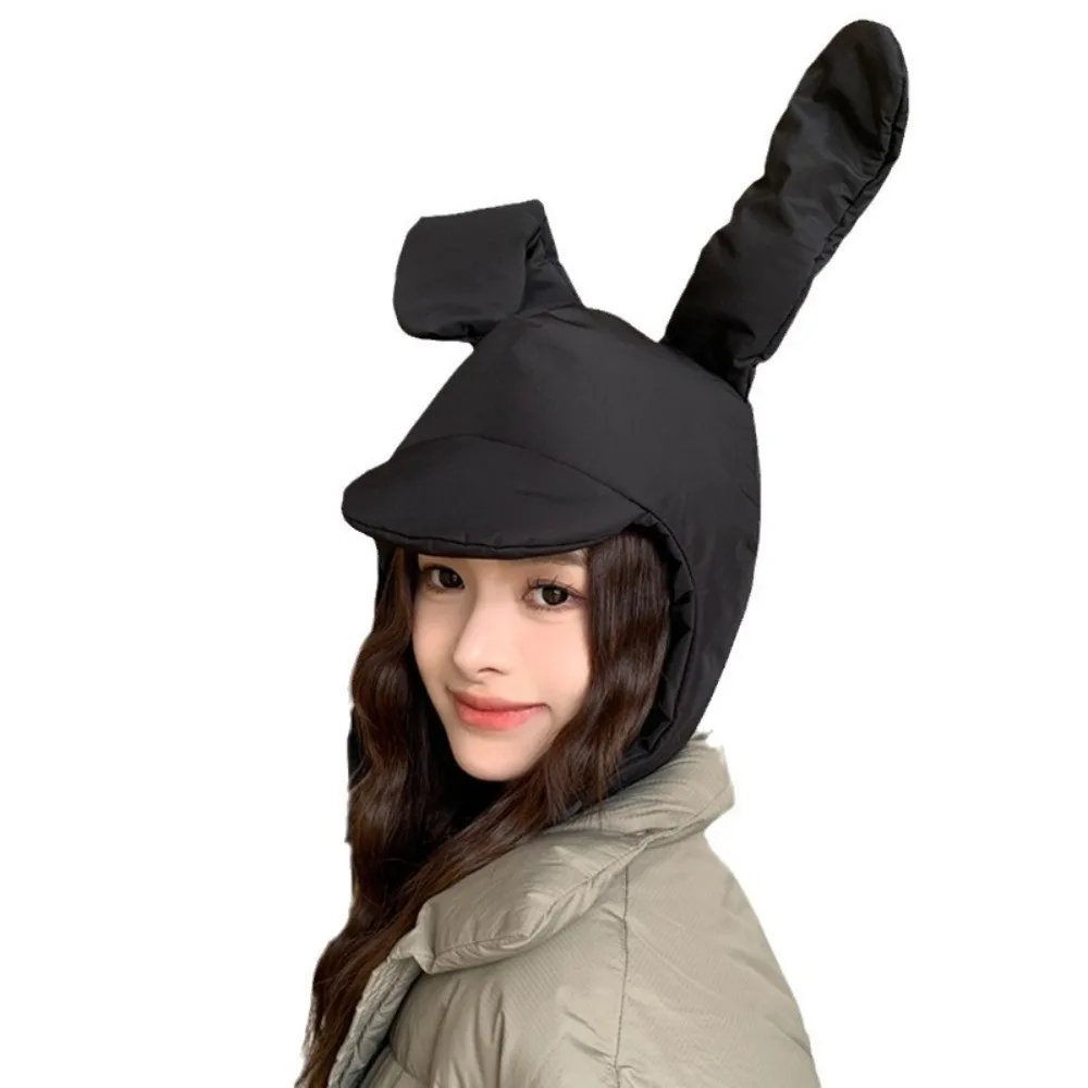 

Милая ветрозащитная шапка с мягкими ушками кролика, регулируемая однотонная шляпа пилота, утолщенная женская шляпа с короткими полями для защиты ушей