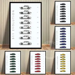 911 Evolution Car Poster Art Canvas Painting Wall Art Print Home Decor Picture For Gift Living Kids Room Frameless