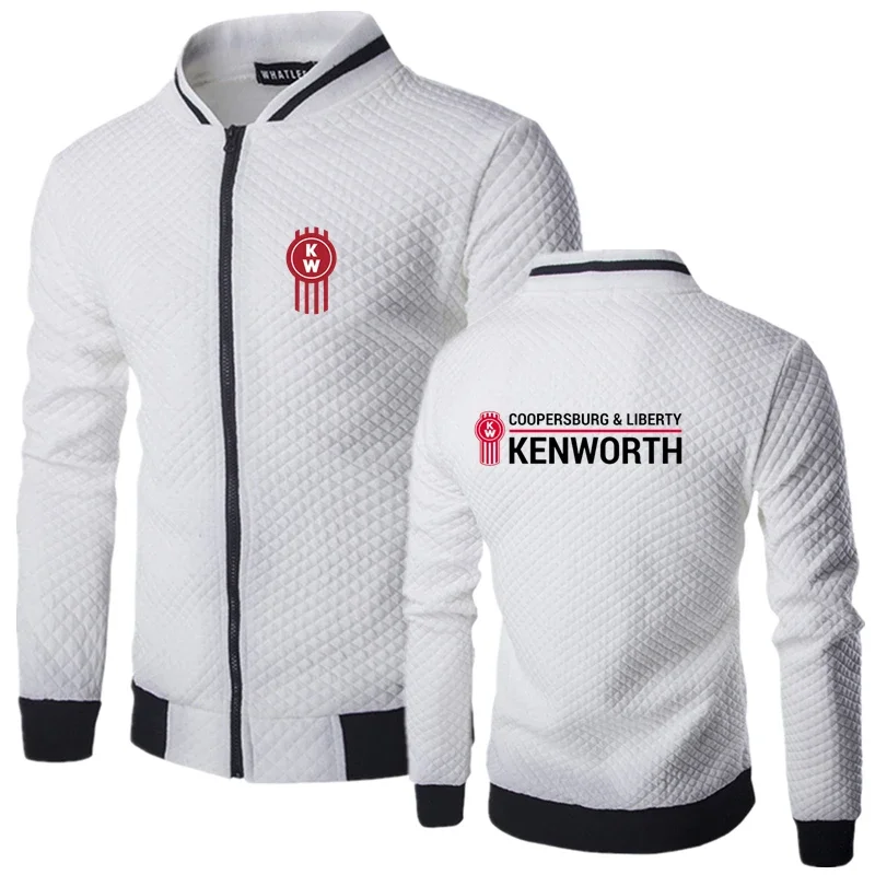 Autumn New Kenworth Logo Print Custom Made Solid Color Cotton Quick Dry Men Zipper Jacket Slim Elasticity Casual Man Sportswear