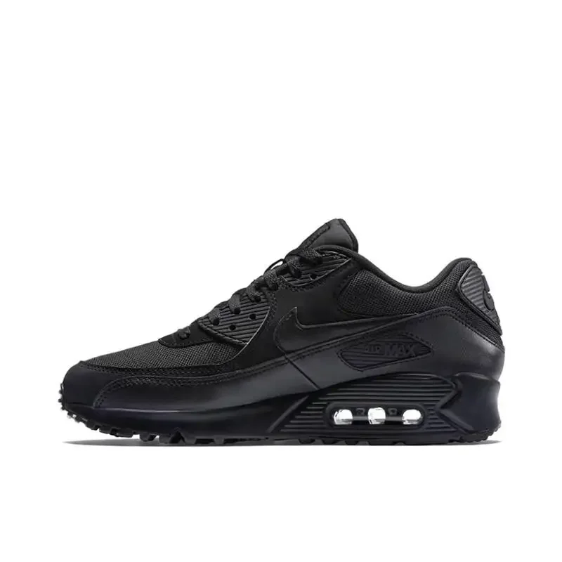 Nike Air Max 90 Unisex Running Shoes Air Cushion Breathable Retro Waffle Shoes Forrest Gump Shoes Black