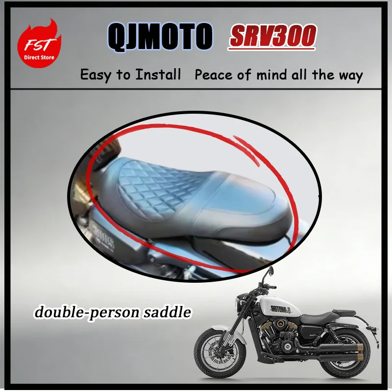 

For QJMOTO SRV 300 300S Custom Extra Long Dual Seat Cushion Waterproof Leather Wide Design Improved Riding Experience Kit
