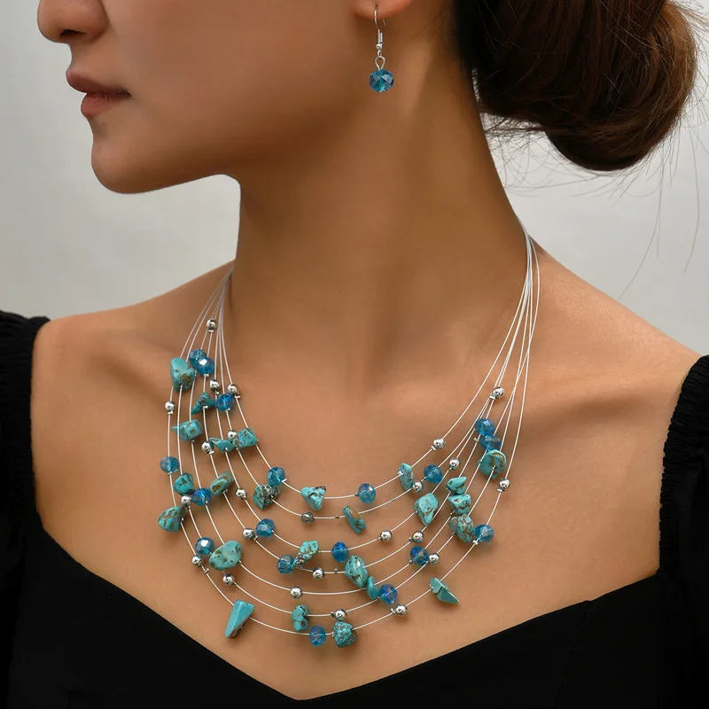 Jaspers-collar de perlas naturales para mujer, joyería de cuentas de gemas de tambor suelto de Jades, Jades, morganita, howlita turquesa, regalo elegante bohemio