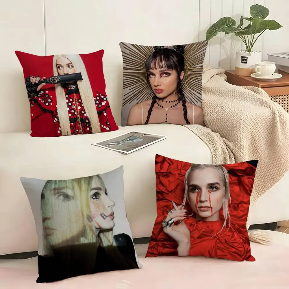 Poppy Alternative Singer  Square Double-Sided printed Pillow Case Bedroom Bedside Pillow Sofa Cushion Cover Gift