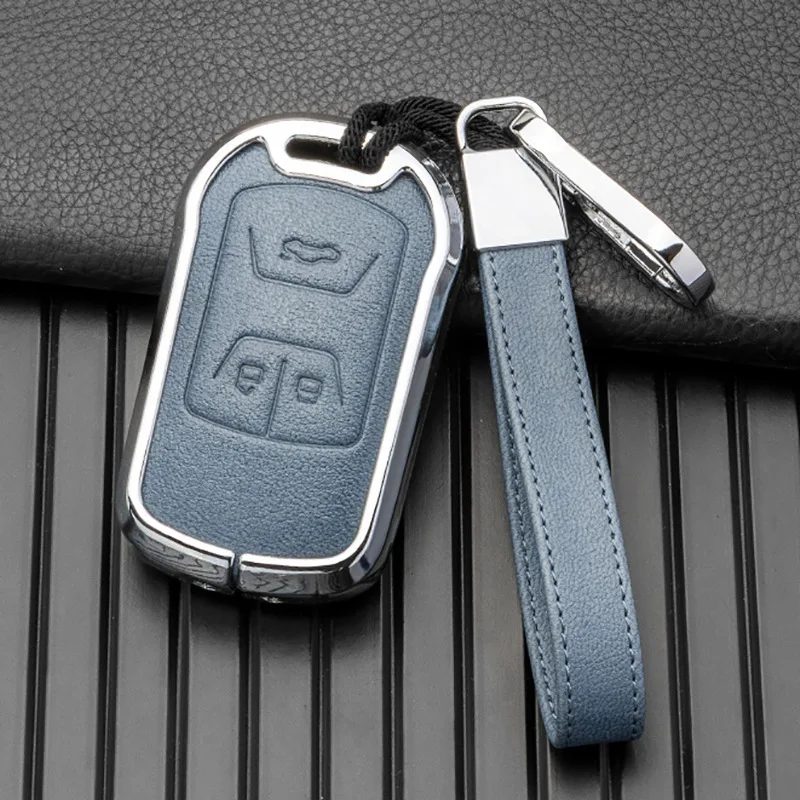 1pc Car Leather Key Case For Chery Omoda S5 OMODAS5 2023-Present Holder Shell Remote Keychain Accessories