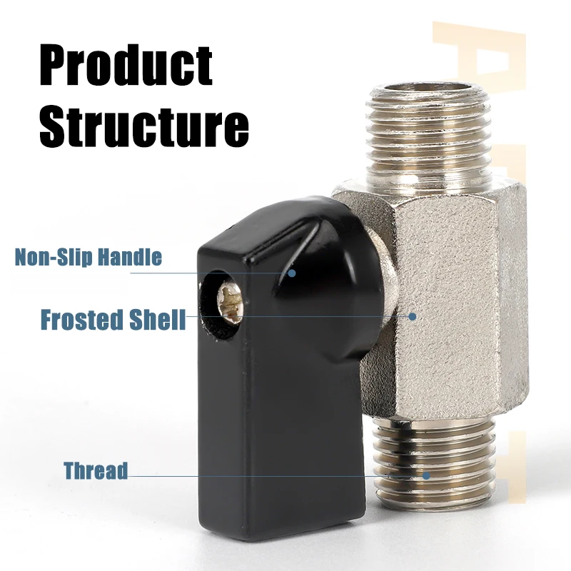 Matte Texture 1/8, 1/4, 3/8, 1/2 Pneumatic Ball Valve-Mini with Smooth and Frosted Appearance of Internal and External Threads