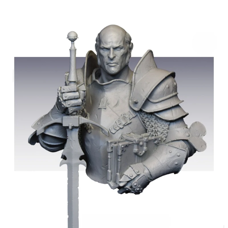 Kit de modelo de busto de resina fundida a presión, escala 1/12, 85mm, estatua de guerrero Knightly Order con 2 cabezales sin montar y sin pintar