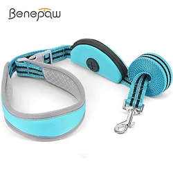 Benepaw Hands Free Dog Walking Leash For Small Medium Dogs Reflective Durable Nylon Pet Lead Dog Leash With Poop Bag Holder 1.5m