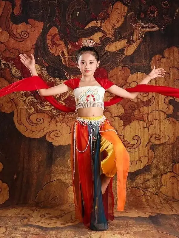 Chinese Hanfu Dress Girls Ethnic Dunhuang Flying Dance Dress Children Adult Carnival Fairy Cosplay Costume Ancient Hanfu Dress