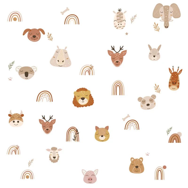 

New Cartoon Animal Rainbow Wall Sticker, Kids Room Kindergarten Wall Decor Decal