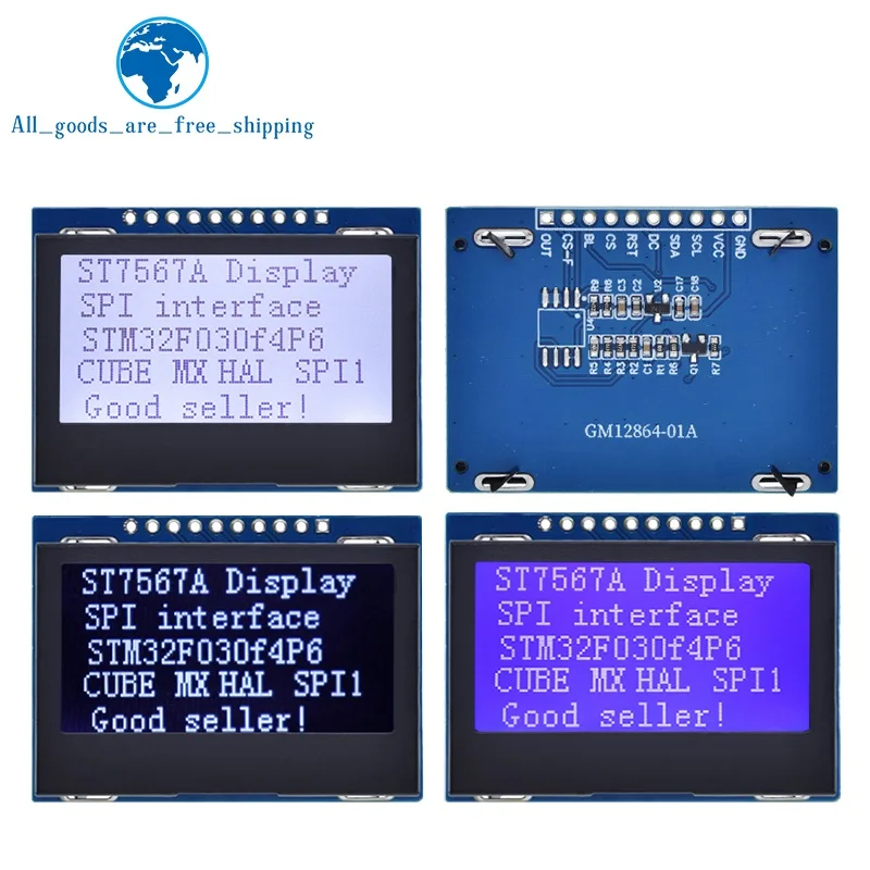 Imagem -04 - Placa de Exibição Gráfica para Arduino Painel Lcm Módulo Lcd Matriz de Pontos Tzt 12864 Spi St7567a Cog 128x64