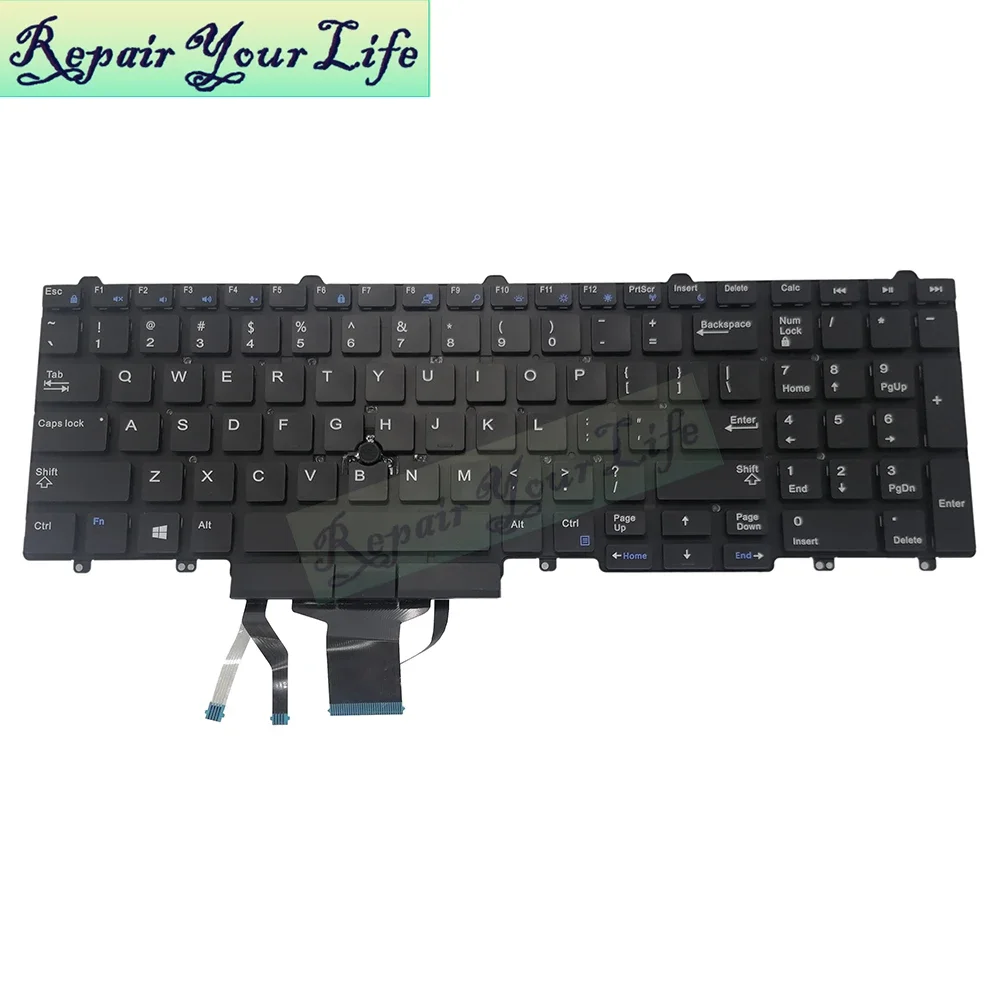 US English Backlit Keyboard for Dell Latitude N7CXW E5550 E5570 E5580 5590 M7510 M7520 M5520 M7720 0N7CXW Backlight Pointer New