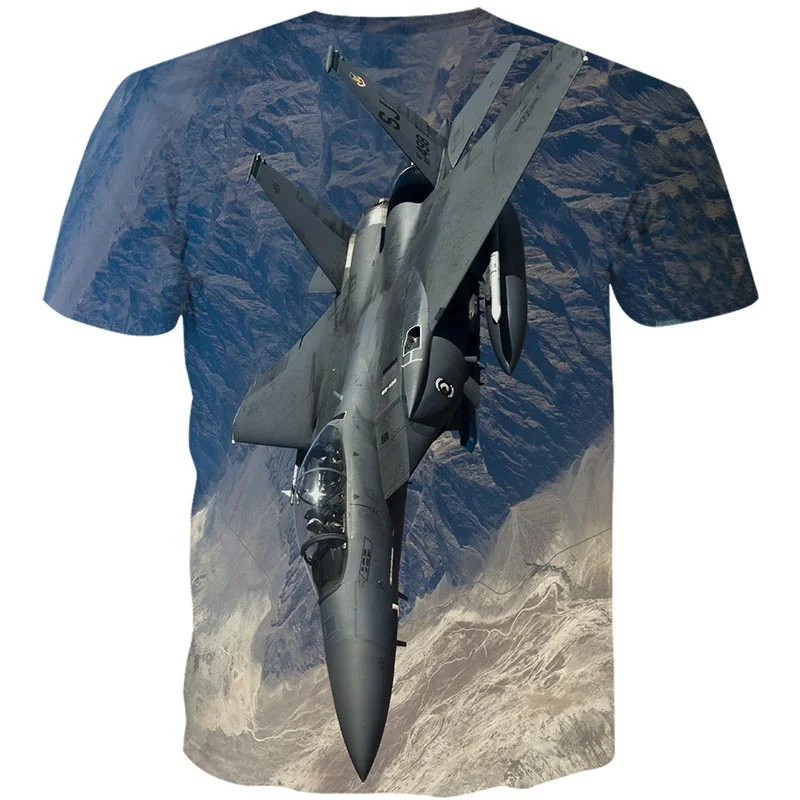 3D Printed Battleplane Aircraft T-shirt For Men Summer Airplane Fans Tees Casual Sports Fitness Short Sleeves Loose Top T Shirts