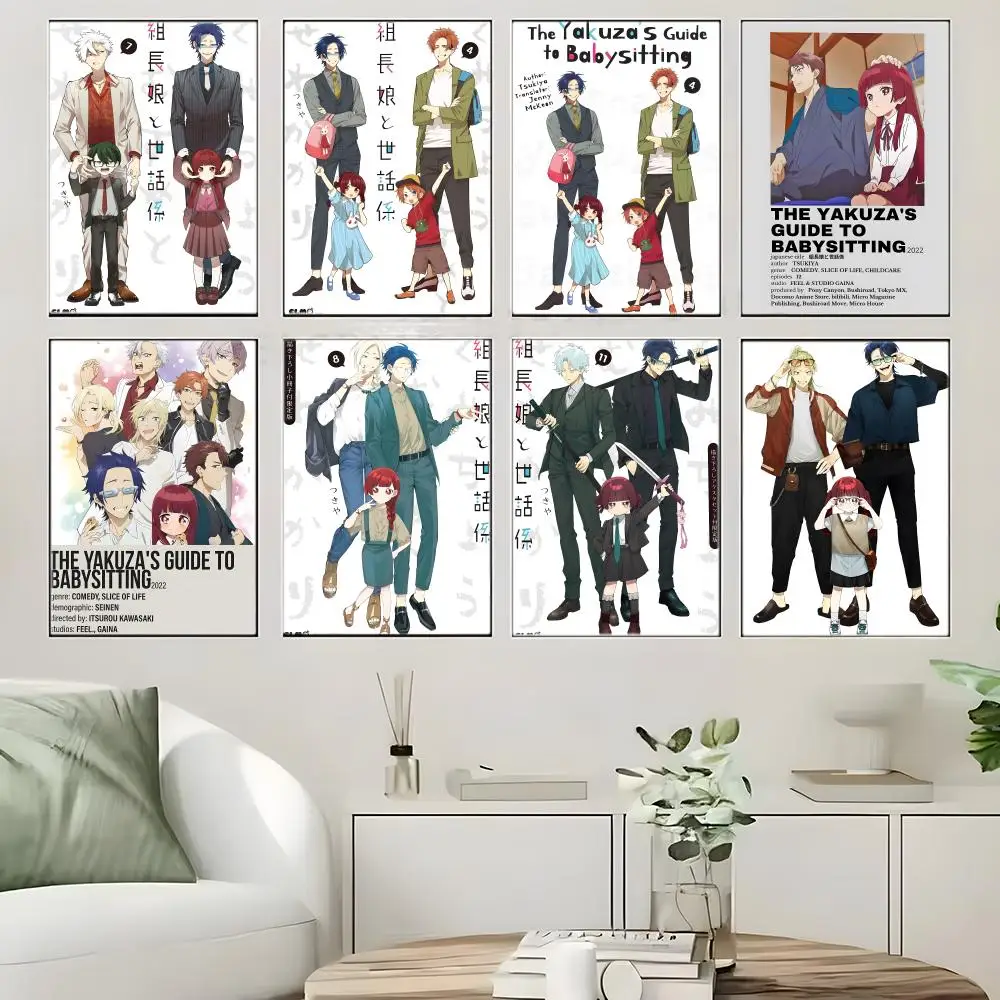 Anime T-The Yakuzas Guide to Babysitting Poster  Self-adhesive Art Waterproof Paper Sticker Coffee House Bar Room Wall Decor
